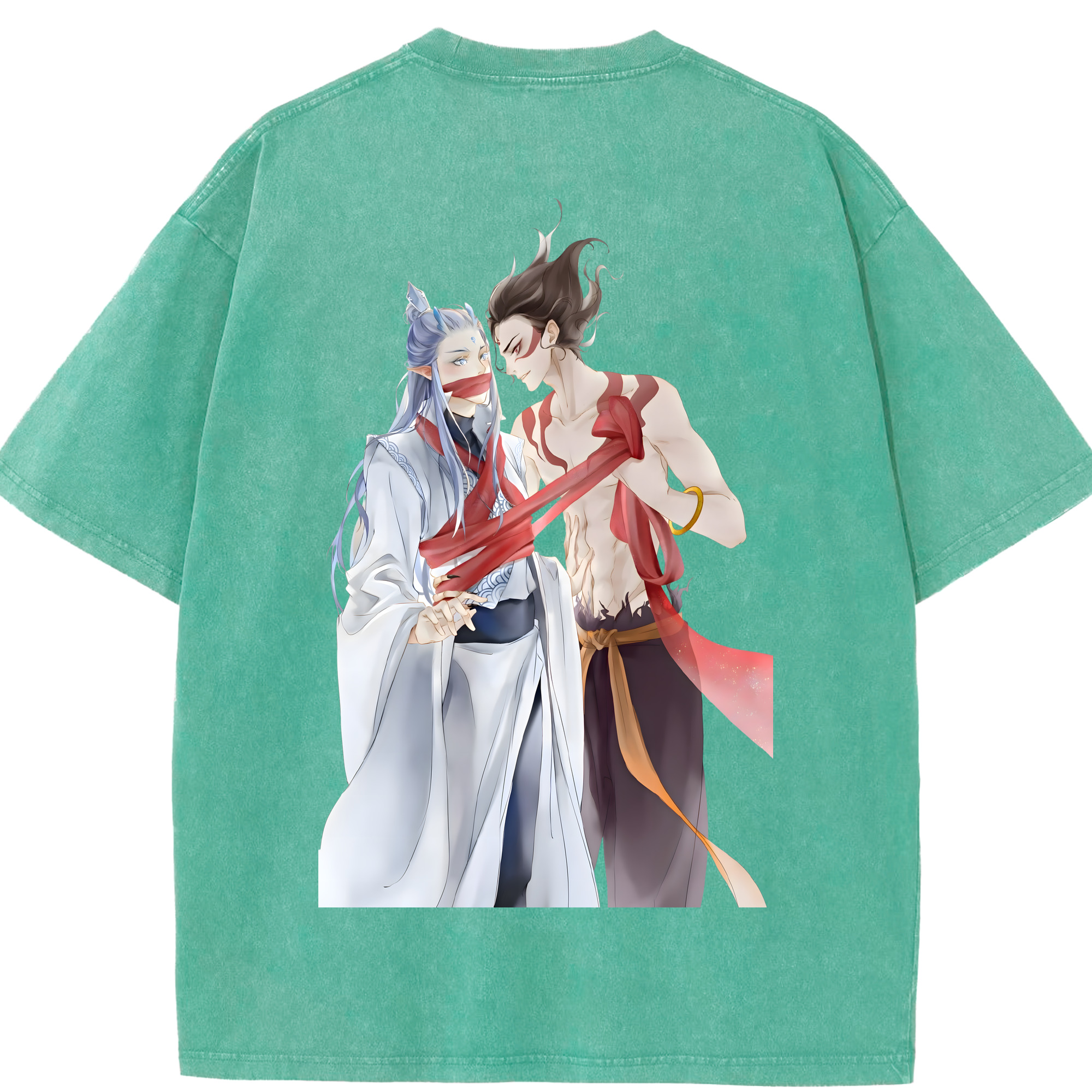 （画像用） Ne Zha 2 ナタ 魔童の大暴れ 綿100% ヴィンテージ風 半袖Tシャツ（背面プリント）